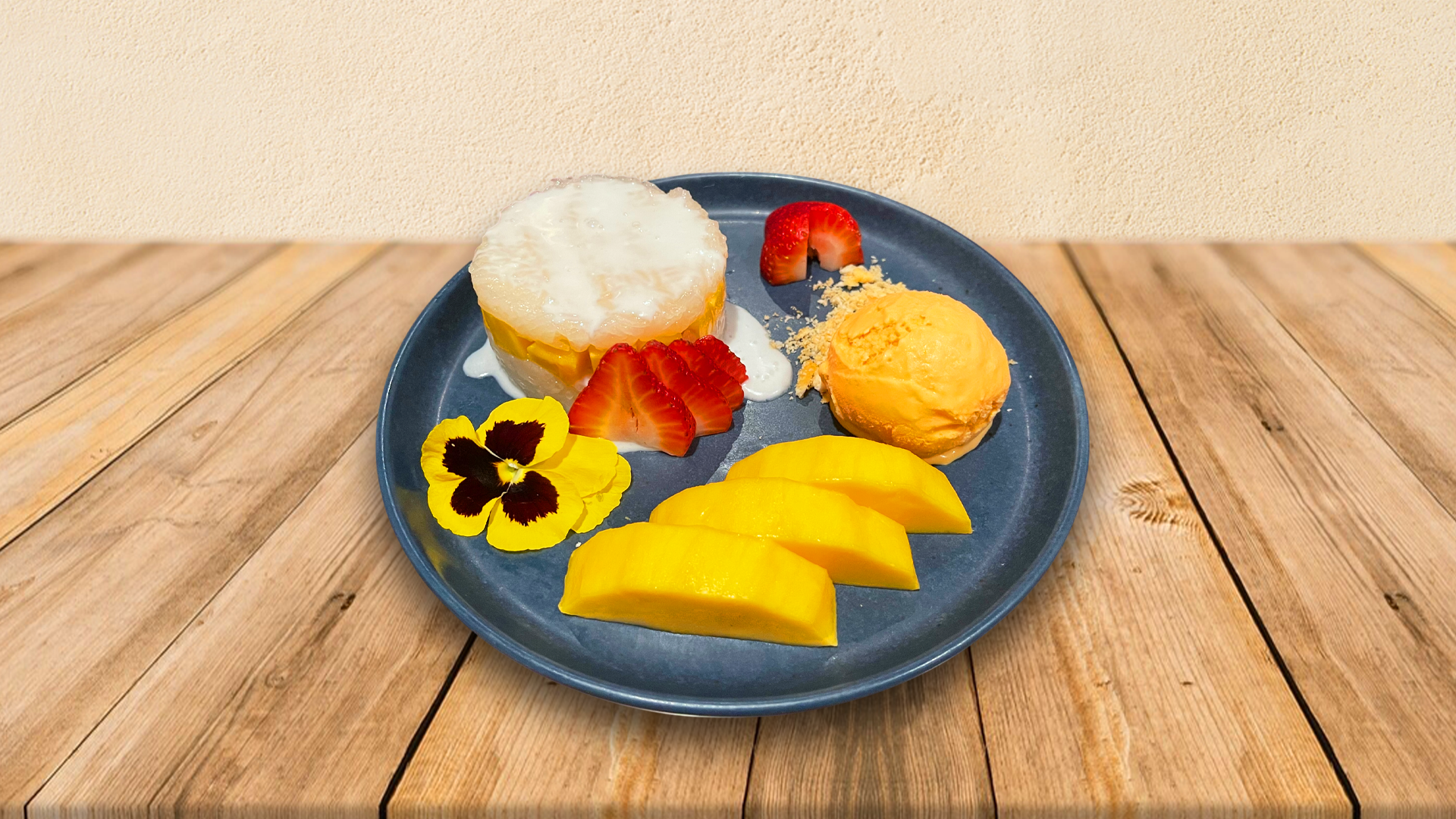 Mango Sticky Rice with Ice Cream